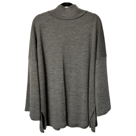 Bryn WALKER Oversized Crossover V-Neck Tunic Charcoal Grey 100% Wool Size M - Picture 3 of 15